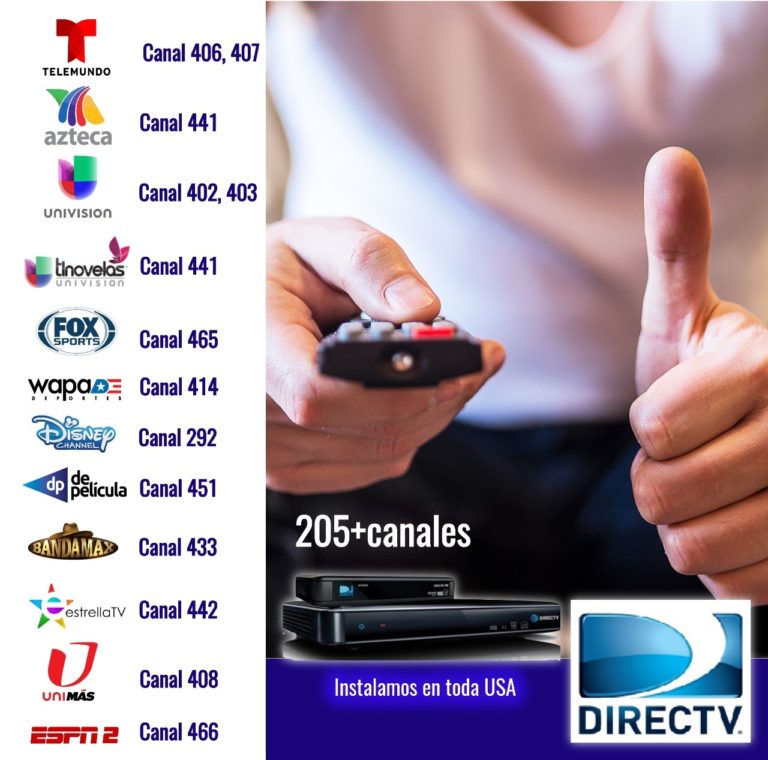 en todo estados unidos instalamos directv con más de 205 canales